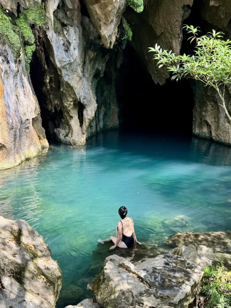 E Cave tour at campsite by the cave